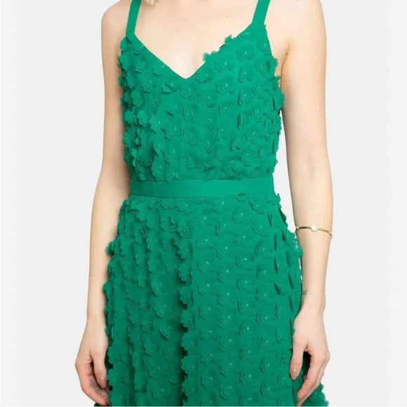 eva franco green dress Flattering Organza Long Sleeves Midi Everly Dress Eva Franco